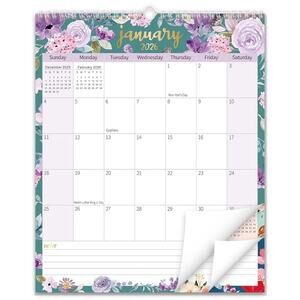 Vertical Wall Calendar 18 Months Hanging Jun. 2025-Dec. 2026 Floral 14"x11.5" s3